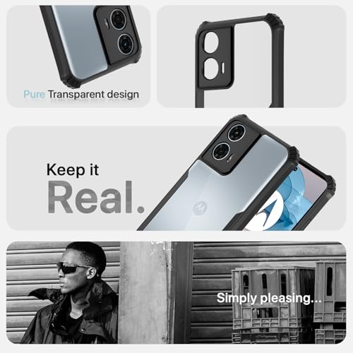 Image of Pikkme Moto G24 Power Back Cover | Crystal Clear Transparent Back | Ultra Hyrbid | Full Camera Protection | Raised Edge | Bumper Back Case (Black)