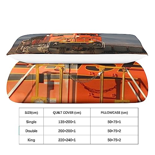 Parure de lit train vintage green en microfibre douce avec housse de couette 3D - 5