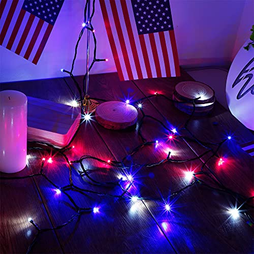 image for Twinkle Star 200 LED 66ft Patriotic String Lights Plug in, 8 Modes Jul