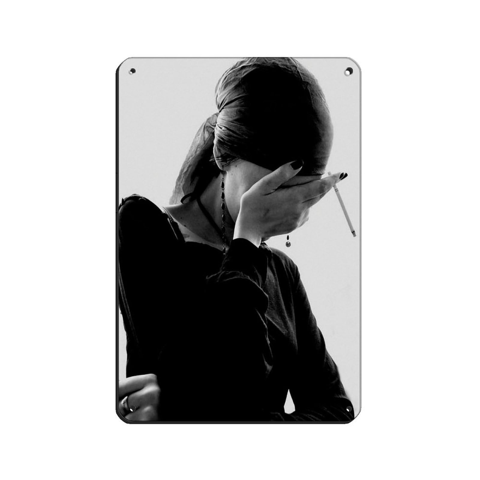 African American Woman Smoking Art Tin Sign Vintage Metal Pub Club Cafe Bar Home Wall Art Decoration Poster Retro 8x12inch(20x30cm)