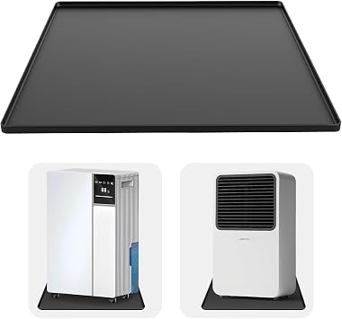 Dehumidifier Drip Mat-23.6 x 19.7 x 0.78 Silicone Humidifier Drip Tray,Non-Slip,Spill-Proof,Water proof Dehumidifier Drip Pan, Ideal for Portable Air Conditioner,Ice Maker,Water Cooler-Black