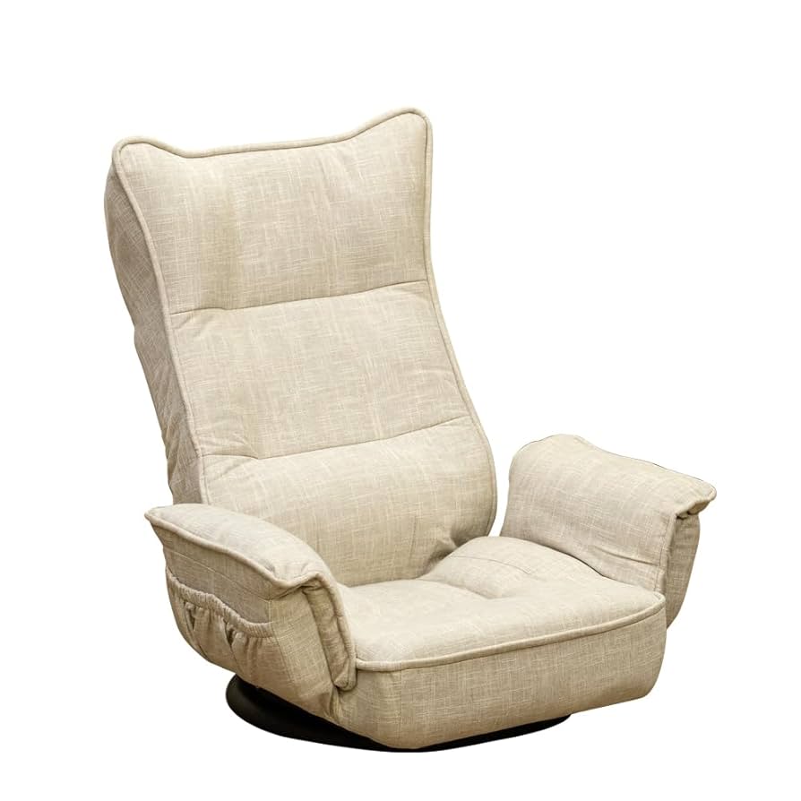 回転式ファブリック肘付き座椅子　ベージュ 回転式ファブリック肘付き座椅子 ベージュ