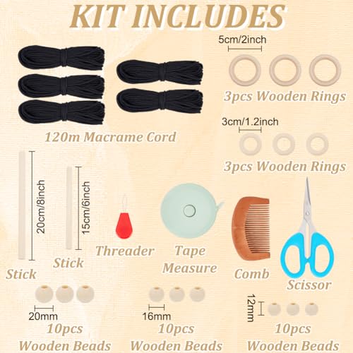 Kit suspension macramé plante débutant et kit macramé mural 8 pièces - 3