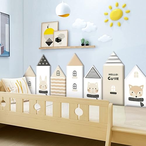 Miniatura 3 de HUAHUA Paneles de pared para niños, anticolisión, papel pintado autoadhesivo 3D, de piel sintética, impermeable, suave, para decoración de