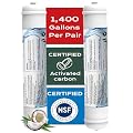 T33 Inline Water Filter, 1/4" Quick-Connect Filter Replacement Cartridge Inline Water Filter for Refrigerator, Ice Maker, Under Sink System, Reverse Osmosis Water System, 2 Pack