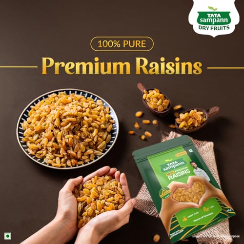 Image of Tata Sampann Pure Raisins Seedless /Kishmish, 200g, Source Of Potassium, Premium Dry Fruits, Green Raisins (Pack of 3)