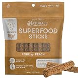 Dog Treat Naturals Superfood Sticks, Pork & Peach, 10oz Bag | Dog Chew Sticks | All-Natural, Pet Training Treats | Joint-Skin-Coat Health | USA Made