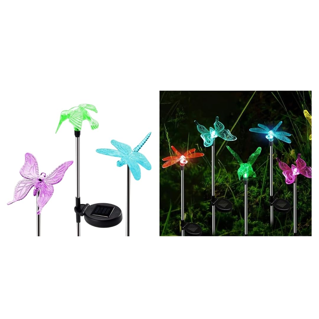 Hardoll Hummingbird,Butterfly & Dragonfly LED Solar Garden Stake Light for Home (Pack of 3) (B074GBLYQG) Amazon Price History, Amazon Price Tracker