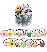 Petunny Cute Cartoon Hair Ties,30Pcs Girls Hair Ties Cartoon Rubber Bands Flower Hair Ties For Ba...