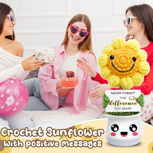 Muñeca de girasol crochet artesanal decorativa miniatura 5