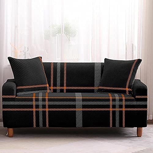 Zhuan Sofa Covers Slipcover Grey Plaid Stripes Sofa High Stretch Elastic 3 Seater With 2 Pillowcase Loveseat Printed Couch Non Slip Furniture Protector Slipcover For Pets Kids Couch Cover #TOP19