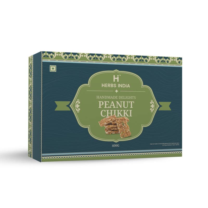 Image of HERBS INDiA Peanut Chikki, Peanut Bar, No Added Preservatives and Colours 400g | Gajak | Sweets | Made With Jaggery | Groundnut Gazak | For Any Occasion