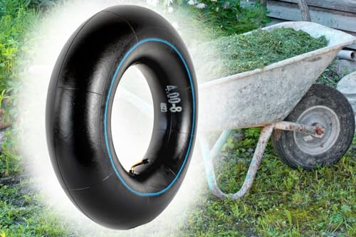 BISOMO Schlauch für Schubkarre 400 x 100/4.00-8 Zoll Autoventil abgewinkelt Schlauch für Reifen & Lufträder Ersatzschlauch Schubkarrenschlauch