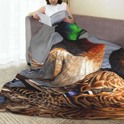 Couverture polaire douce et chaude imprimé canard colvert canapé lit - 8