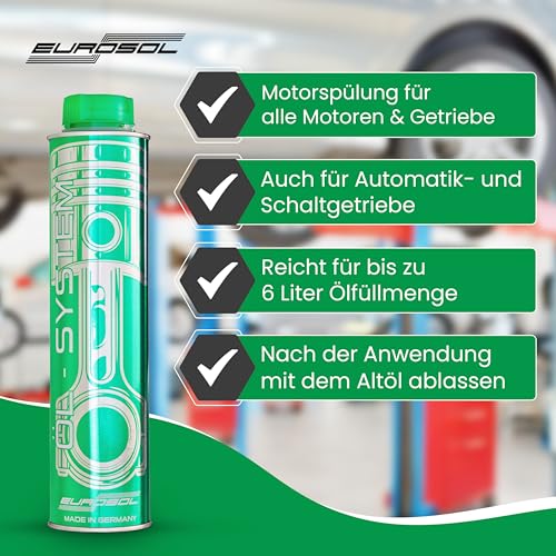 EUROSOL Öl-System Motorspülung 400ml – High-Performance Reinigung für Otto-, Diesel- & Wankelmotoren, Getriebe, Servolenkungen, Hydraulik- & Differentialsysteme, kompatibel mit Feinstfiltern