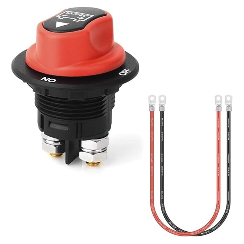 Jnchdghwa As Shown Battery Switch Disconnect Switch 12-32V Mini With 8Awg Cable 50 Cm For Marine Boat Caravan Car Vehicles Yacht Bus(100A)