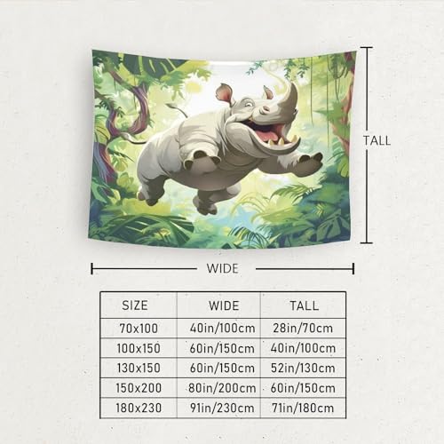 Couverture murale imprimée rhinocéros 3D idée cadeau originale