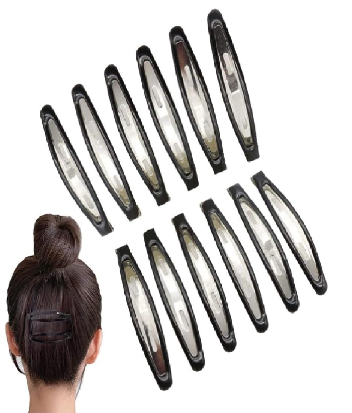 12pcs Black Hair Clips Metal Snap Hair Clips Large Snap Hair Clips Long Non Slip Snap Hair Clips for Women Fine Hair Hair Accessories for Girls Hair Styling-image-22