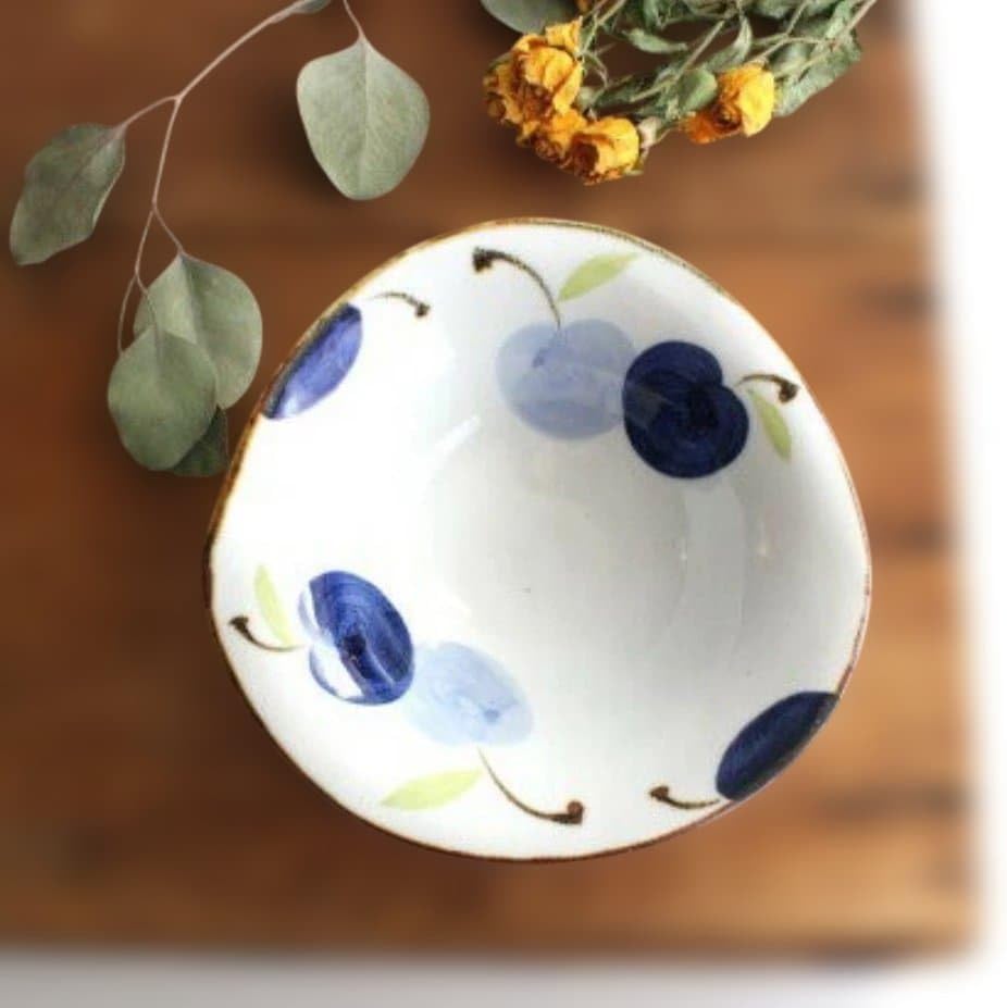 波佐見焼 変形中鉢 青りんご2個セット 径約15.2ー15.5cm