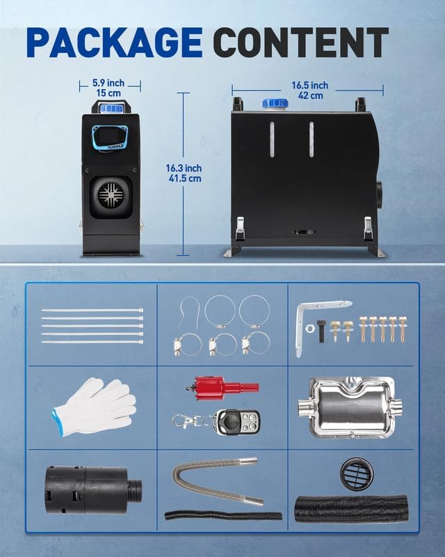 12 V 5 kW Nagrzewnica powietrza Diesel, Nagrzewnica postojowa Diesel Night Heater, Wszystko w jednym Nagrzewnica do ciężarówek Szybkie ogrzewanie z pilotem i wyświetlaczem LCD do samochodów kempingo