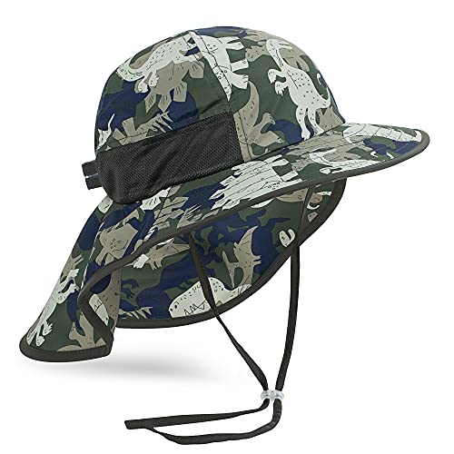 Image of Kids Sun Hat UPF 50+ Boy Girl Protection Hat Wide Brim Beach Hats with Mesh and Adjustable Chin Strap