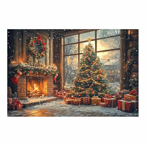 Toile hiver Noël brillant rouge pour décoration murale de salon chaleureux