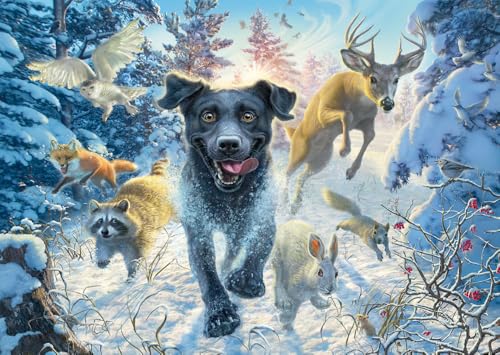 Schmidt 58558 Schwarzer Labrador im Schnee, 1000 Teile Puzzle