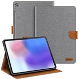 Shantime Lederhülle Kompatibel mit Huawei MediaPad M5 10 Pro CMR-AL19 10.8 2018 Schutzhülle mit Innenliegender TPU-Silikon-Hülle, Integriertem Ständer & Stoßfest(Grau)