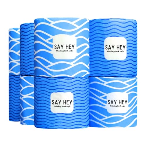 Say Hey Bamboo Toilet Paper | For Boats & RVs - Eco-Friendly & Biodegradable | Holding Tank Safe, Septic Safe, Rapid Dissolve | Pack of 12 | 2-PLY | Plastic- Free Packaging | Individually Wrapped