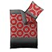Produktbild CelinaTex Harmony Bettwäsche 155 x 220 cm Mikrofaser Bettbezug Noreen Streifen Kreise Grau Schwarz Rot