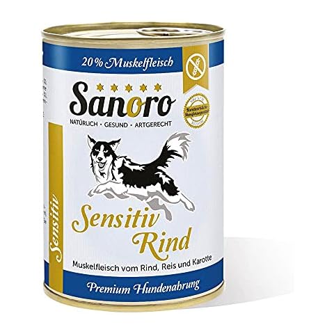 Sanoro Sensitiv Rind - Premium Hundefutter bei Leishmaniose: Purinreduziert und proteinreduziert. Teil-Bio-Qualität mit Bio-Reis und Bio-Karotten Cover