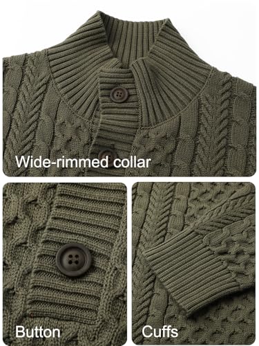 Mens Stand Collar Pullover Sweater Slim Fit Button Casual Knitted Sweaters Twisted Thermal Fashion Henley Sweater3
