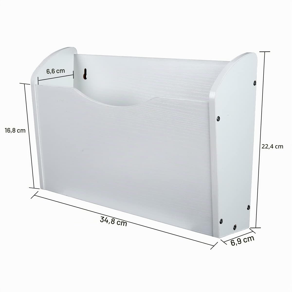 PAG Wand-Aktenhalter aus Holz Wandmontage Zeitungshalter Wandprospekthalter Post-Organizer zum Aufhängen für Post Zeitschriften Briefpapier Ordner,2 Taschen, Weiß