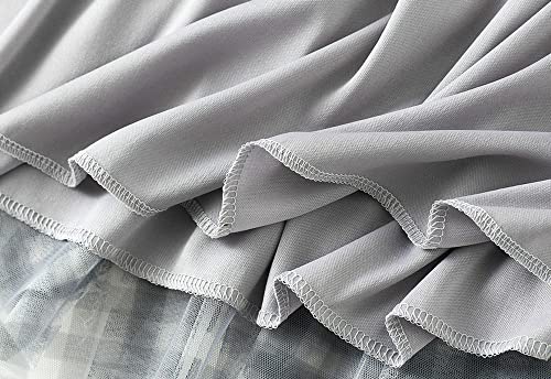 LBKKC Women's Midi Tulle Skirt Elastic Waist 3 Layered Mesh Formal Prom Party Tutu Skirt A Line2