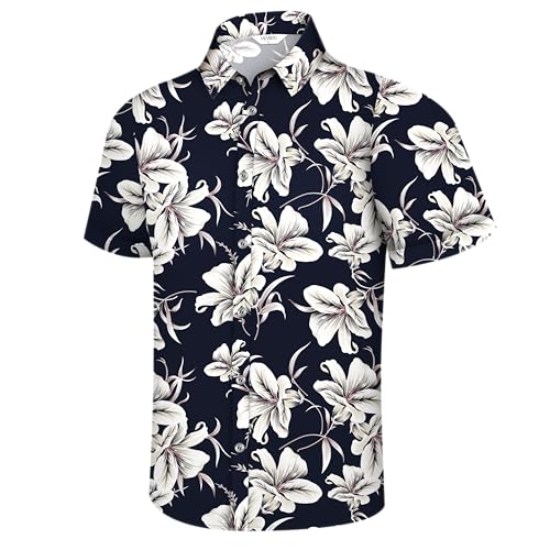 Image of Hawaiian Shirt for Men Tropical Shirts Summer Beach Button Down Short Sleeve Luau Aloha Floral Cruise Vacation Outfit 2026