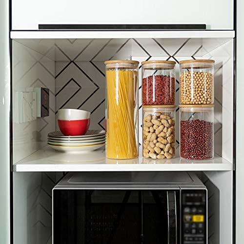 Set of 5 Glass Jars Multipack Mason Jars With Lid Airtight Food Storage Containers for Kitchen Storage of Sweet Cookie Biscuit Pickling Coffee Beans Pasta Pantry Cereal Flour