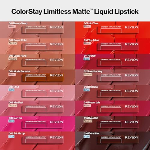 Image of Revlon ColorStay Limitless Matte Liquid Lipstick, Vegan Formula, No-Budge, Longwear Lip Color, Long Lasting, Lightweight /Comfortable, Waterproof, 004 Model Behavior, 0.17 fl oz