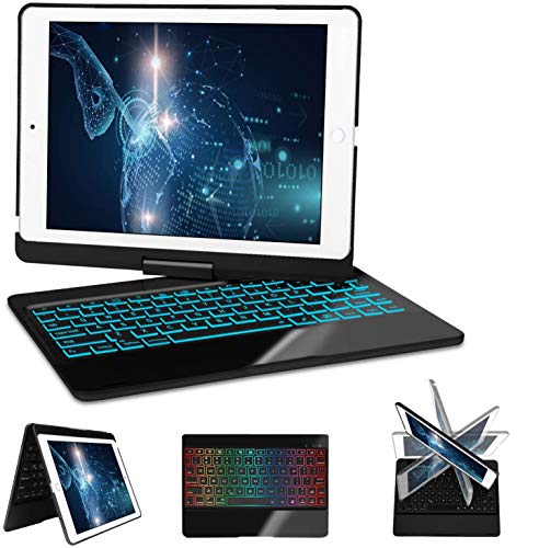 iPad Keyboard Case for iPcad 8th Generation 2020,iPad 7th Gen, iPad Air 10.5, 360 Rotatable Case with 7 Colors Backlit Wireless Keyboard for iPad 10.2, iPad Air 3,Pro 10.5 inch (Black)