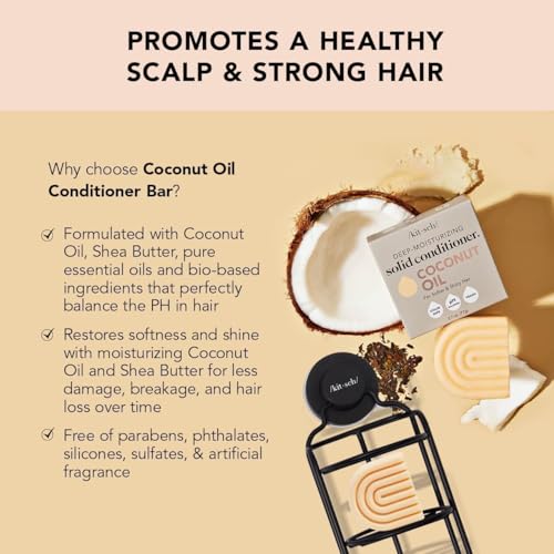 Image of Kitsch Tea Tree Shampoo & Coconut Oil Conditioner Bar - Shampoo and Conditioner Set - Clarifying Bar Soap for Greasy Hair & Deep Moisturizing - Paraben, Silicone & Sulfate Free - Made in USA - 2 Pack