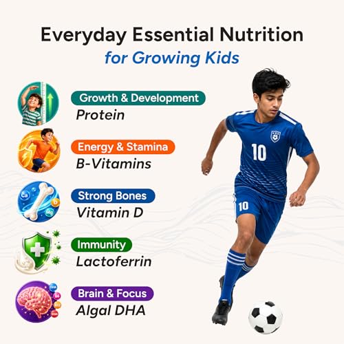 Image of Tata 1mg Grogood Kids Nutrition Drink Mix| With Lactoferrin for Immunity, 12g Protein & Calcium | DHA, 21 Vitamins & Minerals | No Refined Sugar | Chocolate Flavor (13+ Years)