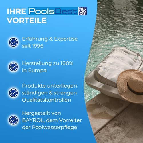 Foto von PoolsBest 1,2kg Chlor Multitabs 2 Speed 7 in 1 I 300g Chlortabletten für Pool mit 2-Phasen Desinfektion I Chlortabs schnelllöslich & langsamlöslich I Pooltabs zur Dauerdesinfektion & Stoßchlorung