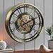 CLXEAST 21 Inch Industrial Moving Gears Wall Clock,Modern Farmhouse Arabic Numeral Battery Operated Silent Wall Clock for Living Room Decor,Brushed Gold,House Warming Gifts New Home