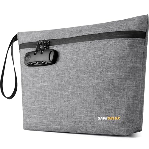 SafeDelux Smell Proof Bag, Odor Proof Bag with Combination Lock, Durable Smell Proof Container with