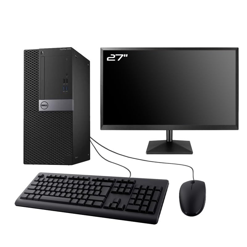 DELL PC 3040 Torre - Pantalla de 27' Gaming GTX 1650 i5-6500 RAM 16GB SSD 240GB + HDD 2TB (Reacondicionado)