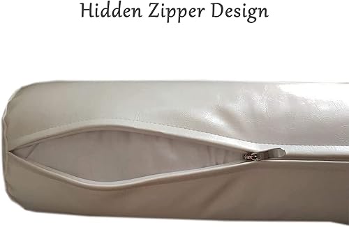 Miniatura 5 de Almohada de cuello redondo para dormir, almohada cervical larga de piel sintética, impermeable, almohada cilíndrica enrollable con funda extraíble,