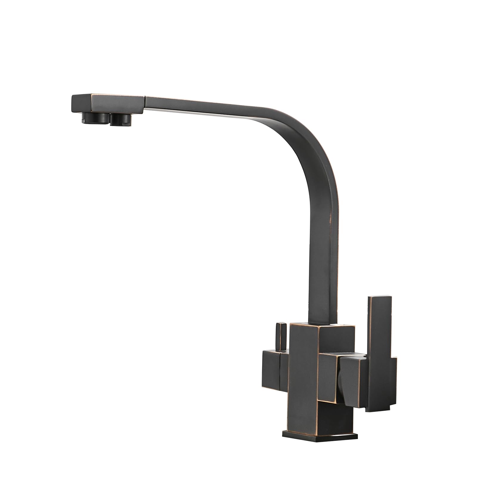 BHFPFZA Black Retro 3-Way Water Filter Tap for Kitchen - 360° Swivel Spout Drinking Water Mixer Ele Sink Faucet Slish & Functal Design for Home Use
