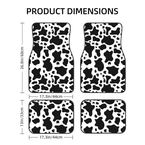 Alfombrillas para coche de neopreno con diseño de vaca blanca y negra juego de 4 piezas 2
