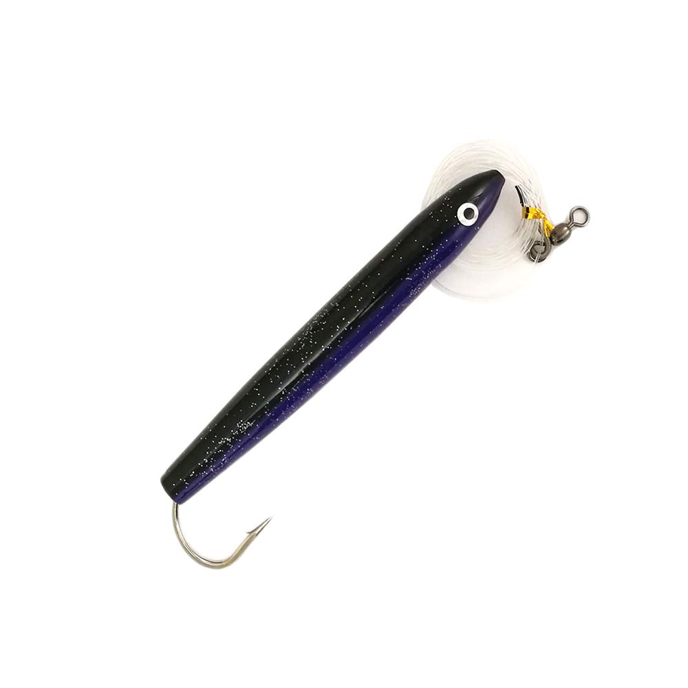 6" Cedar Fishing Plugs (Purple/Black) - 6 Pcs Rigged Fishing Lures with Sturdy Lure Bag for Offshore Fishing