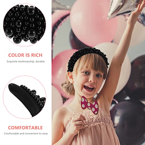 Beaupretty Pearl Hairband Black Padded Headband with Pearl Effect Lightweight Sponge Hairband for Women Stylish Daily Wear Party Hair Accessory - Image 4