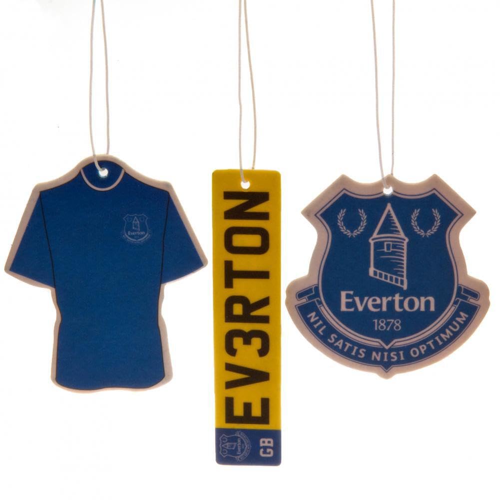 Everton Football Club Official Pack of 3 Air Fresheners Car Hanging Crest